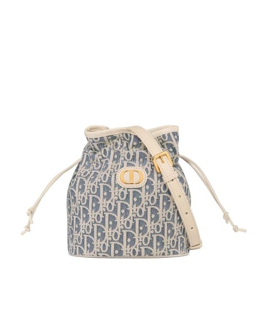 Dior White 30 Montaigne Mini Bucket Bag With Drawstring