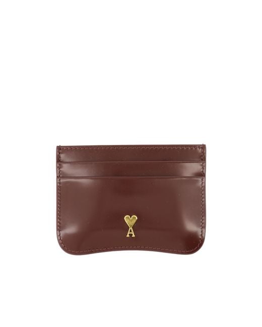 AMI Brown Ami Logo Plaque Card Holder for men