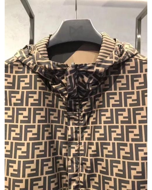 Fendi Brown Reversible Hooded Windbreaker for men