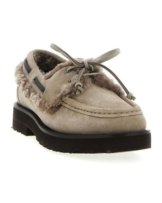 Brunello Cucinelli Gray Precious Insert Boat Shoes