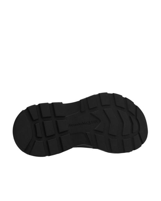 McQueen Black Tread Slick Logo Intarsia Boots for men
