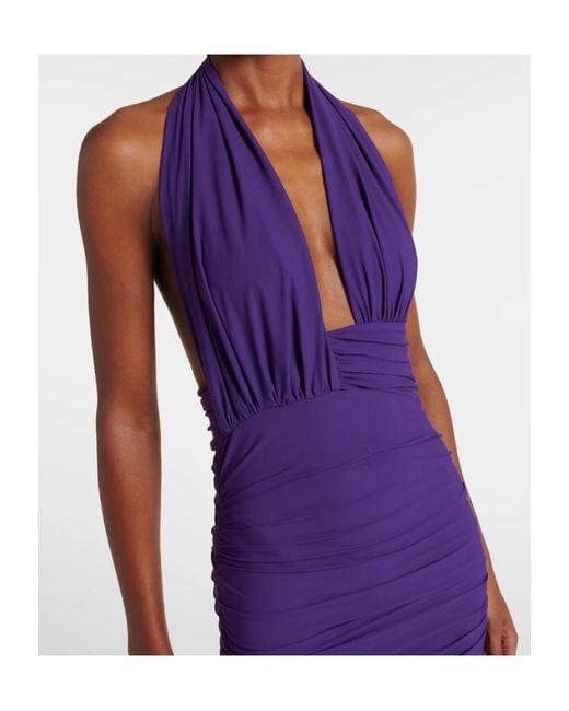 Christopher Esber Purple Halterneck Open-Back Maxi Dress