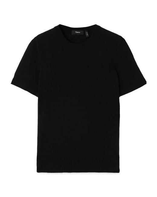 Theory Black Short-Sleeved Cashmere Sweater