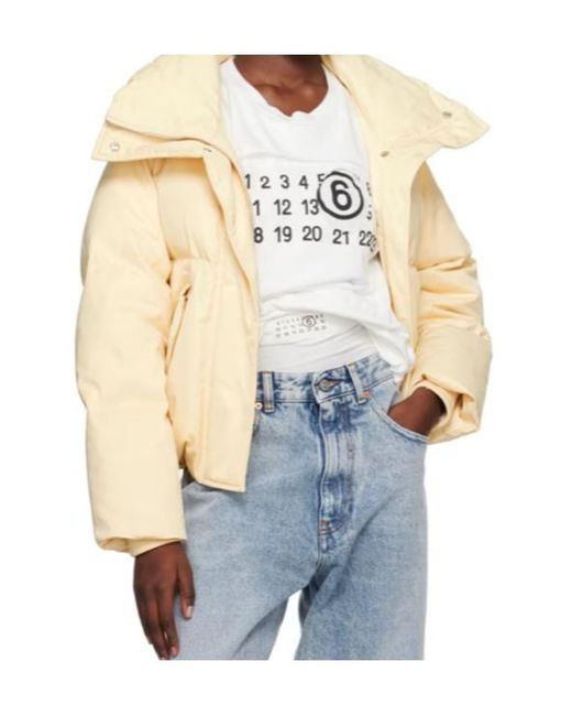 MM6 by Maison Margiela Blue Logo Quilted Down Jacket