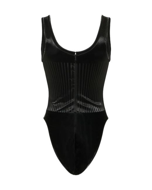 Mugler Black Shining Stretch Bodysuit
