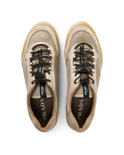 Prada Brown Mesh Low-Top Trainers for men
