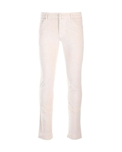 Jacob Cohen White Nick Slim-Fit Corduroy Trousers for men