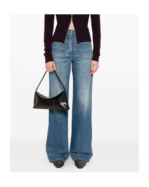 Victoria Beckham Blue Alina Wide-Leg Jeans