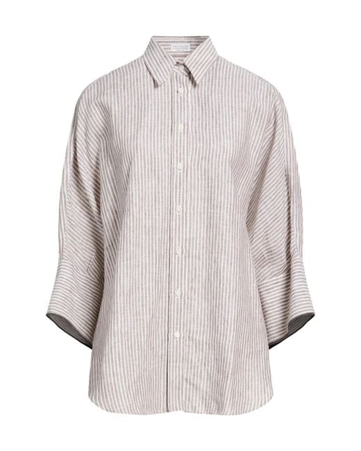Brunello Cucinelli White Patterned Shirts Blouses