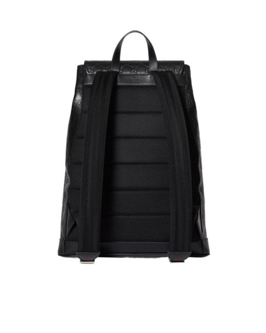 Gucci Black Gg Emblem Medium Backpack for men