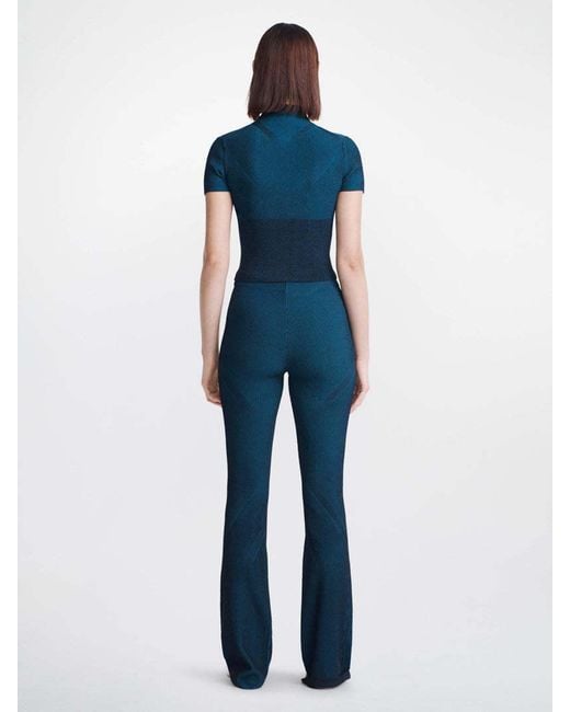 Dion Lee Blue Angled Ribbed Flared Trousers for men