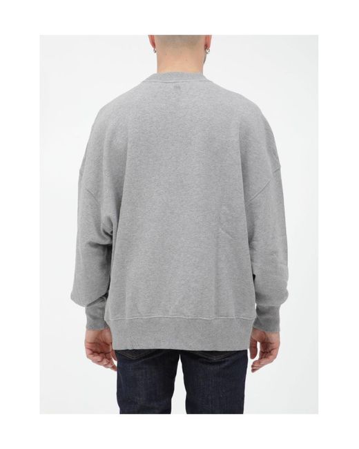 AMI Gray Logo-Embroidered Oversize Sweatshirt for men