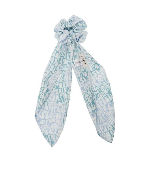 Lanvin Blue Logo-Pattern Scrunchie