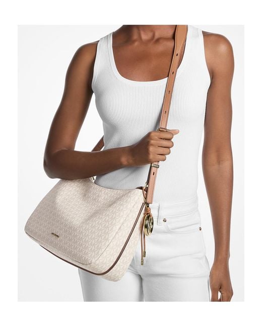 MICHAEL Michael Kors Natural Nolita Medium Signature Logo Shoulder Bag