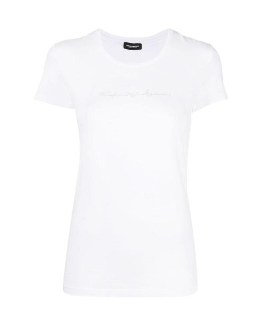 Emporio Armani White Logo Crew-Neck T-Shirt