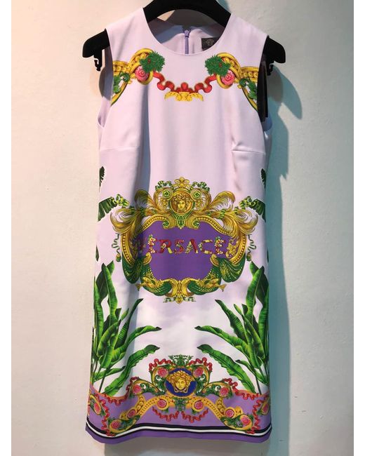 Versace White Iconic Printed Dress