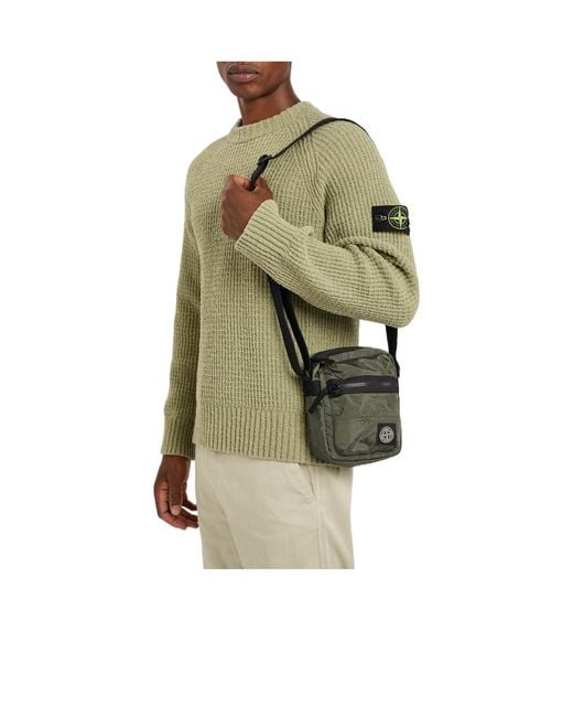 Stone Island Green Logo-Appliquéd Nylon Pouch Bag for men