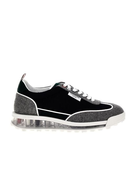 Thom Browne Black Tech Runner Lace-Up Sneakers for men