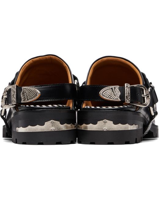 Toga Virilis Black Leather Slip-On Loafers for men