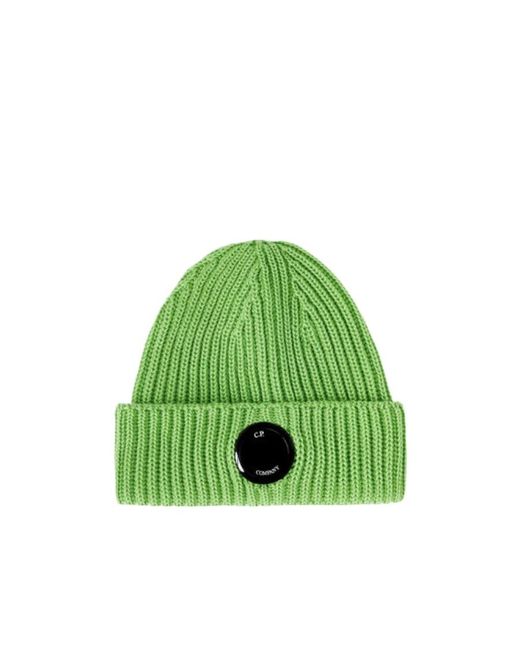 C P Company Green Coarse Rib Wool Cap for men