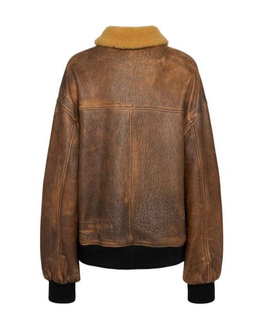 Khaite Brown Sandor Leather Bomber Jacket