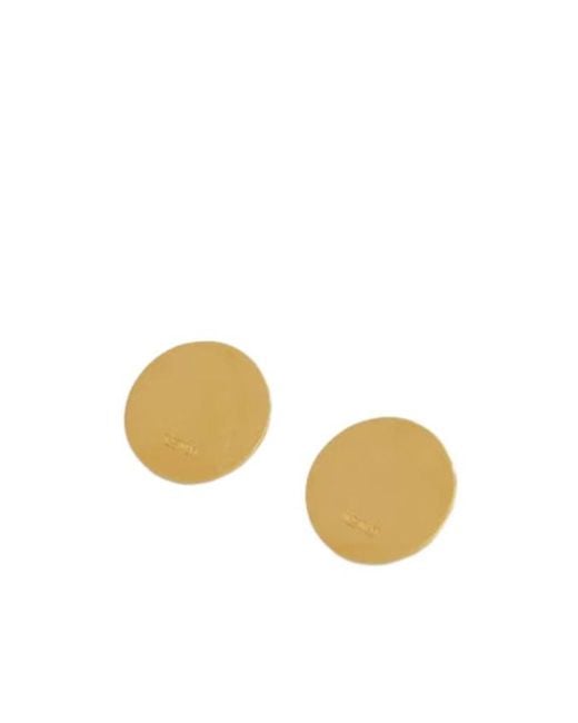 Jil Sander Metallic Engraved-Logo Round Earrings