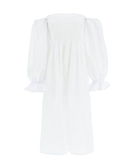 Sleeper White Atlanta Linen Midi Dress