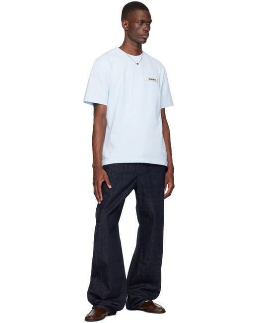 Jacquemus Blue Logo Patch Crewneck T-Shirt for men