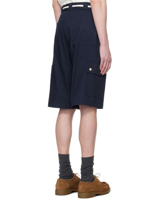 Drole de Monsieur Blue Drôle De Monsieur Le Short Workwear Chevron Shorts for men