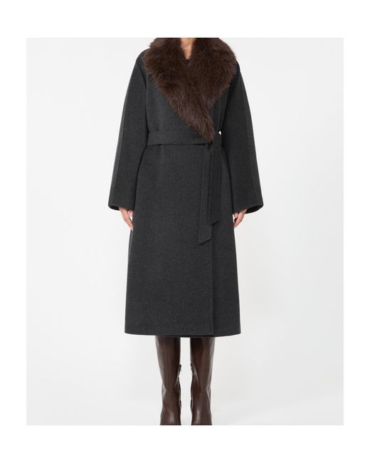 Weekend by Maxmara Black Cacio Dressing Gown Coat