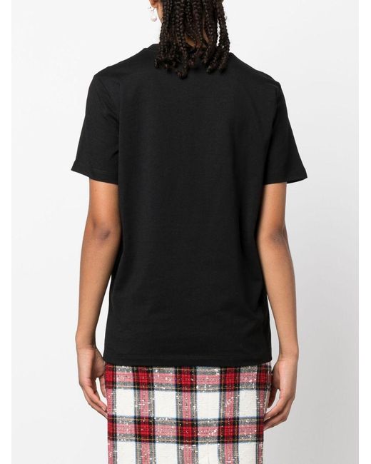 MSGM Black Logo-Flocked Crewneck T-Shirt