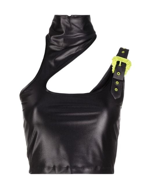 Versace Jeans Black Buckle-Detail Sleeveless Top