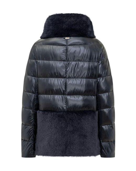 Herno Blue High-Neck Padded Down Jacket