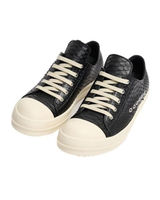 Rick Owens Black Python Low Sneakers for men