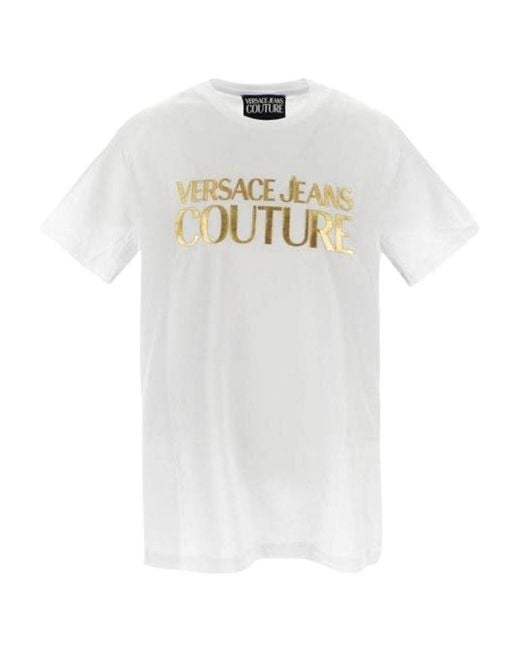 Versace Jeans White Couture Logo Printed Crewneck T-Shirt for men