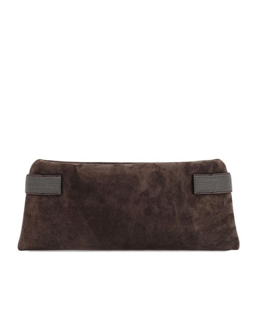 Brunello Cucinelli Brown Essence Precious Strapped Clutch Bag