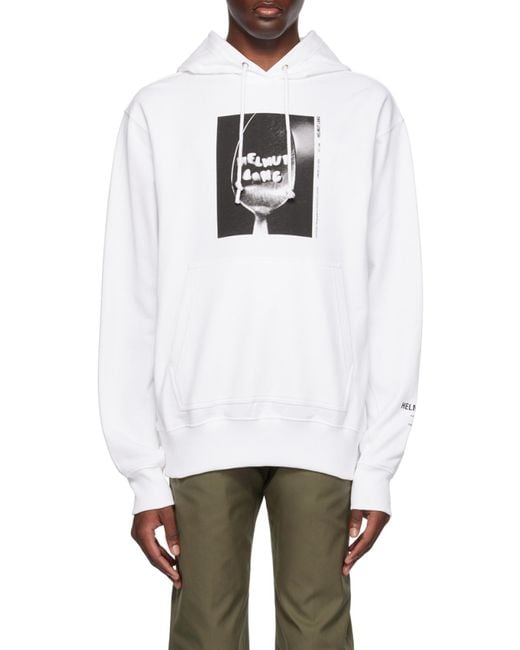 Helmut Lang White Hooded Sweater for men