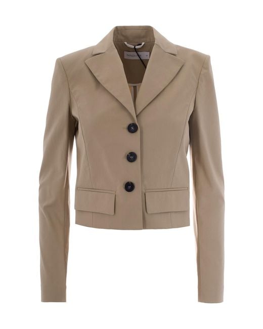 Patrizia Pepe Natural Cropped Buttoned Blazer