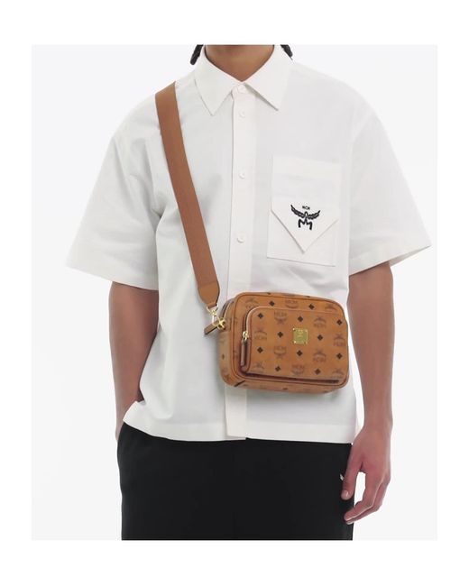 MCM Brown Logo-Print Cross Body Bag for men