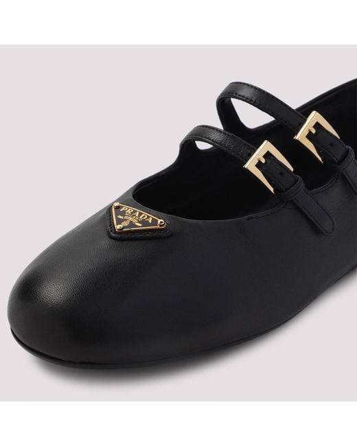 Prada Black Double Strap Ballet Flats