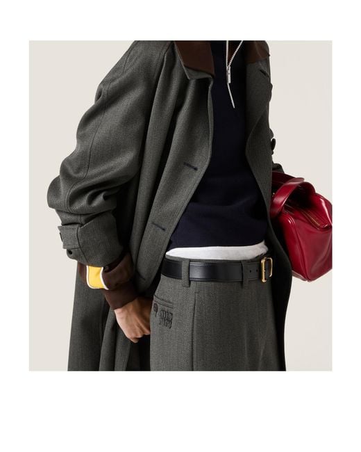 Miu Miu Gray Cover Fabric Trousers