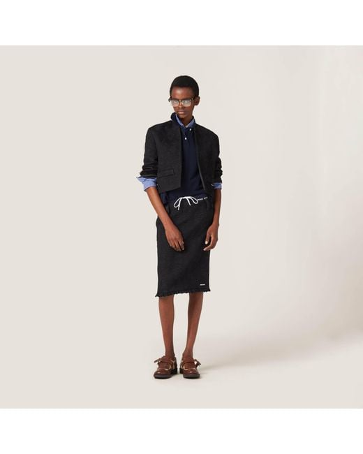 Miu Miu Black Single-Breasted Matelassé Effect Jacquard Jacket