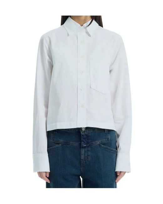 Closed White Lace-Trim Chest-Pocket Shirt
