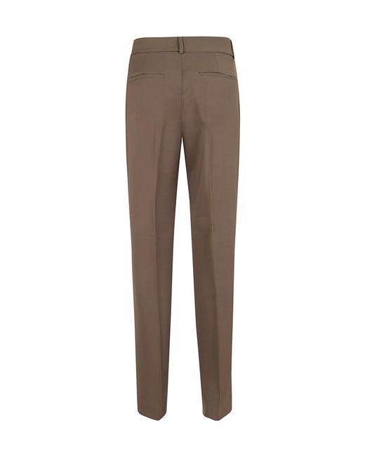 Peserico Brown Stretch Viscose Cadi Tailored Leg Trousers