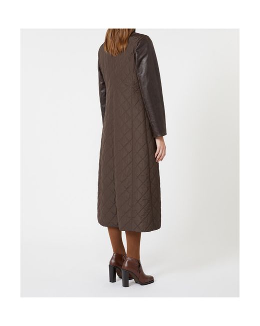 Max Mara Brown Berta Panelled Quilted Coat