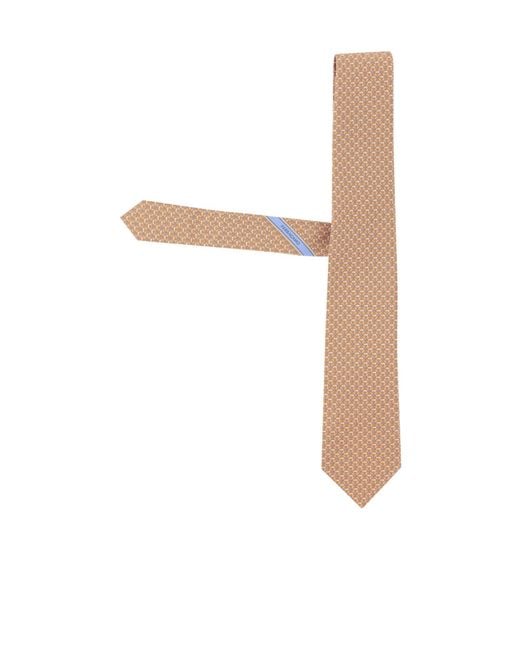 Ferragamo White Gancini Links Print Silk Tie for men