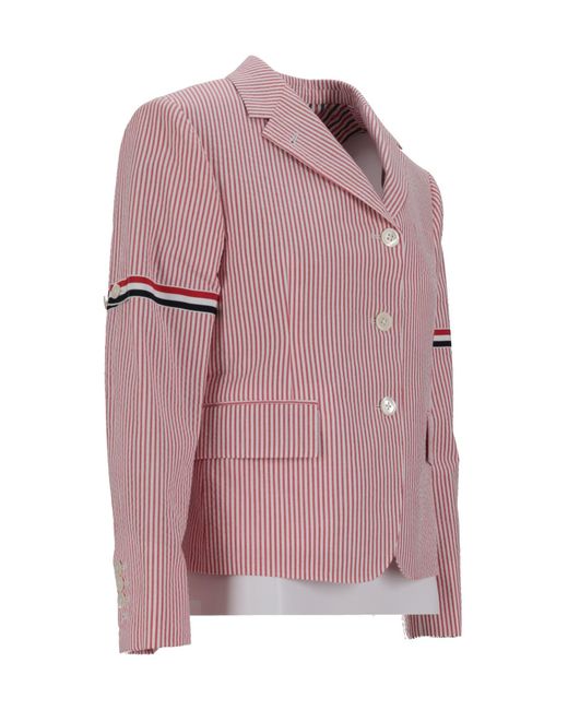 Thom Browne Pink Striped-Pattern Blazer