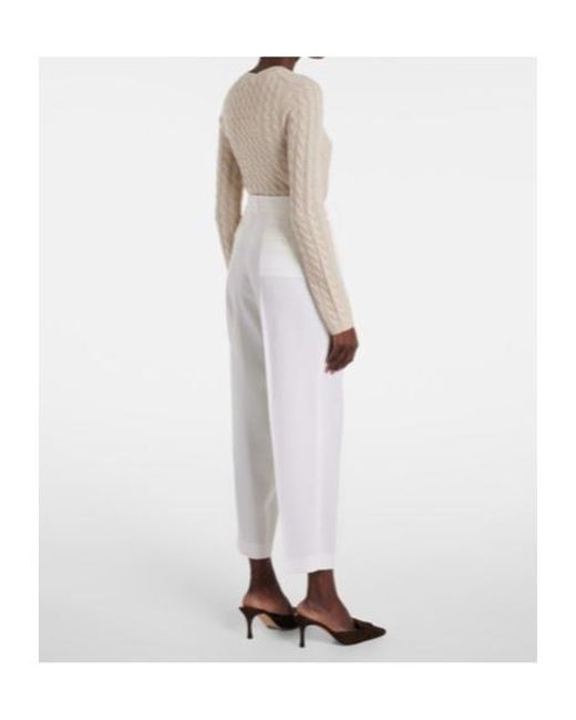 Altuzarra White Emmett High-Rise Wool Tapered Pants