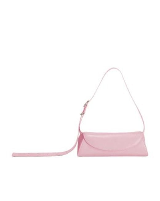 Jil Sander Pink Cannolo Logo Stamped Small Shoulder Bag