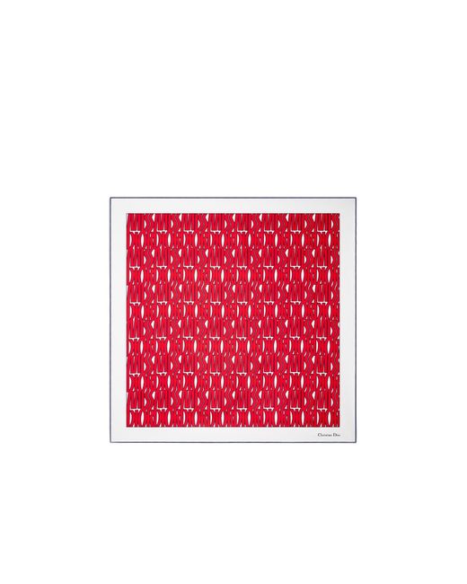 Dior Red Miss Allover 90 Square Scarf